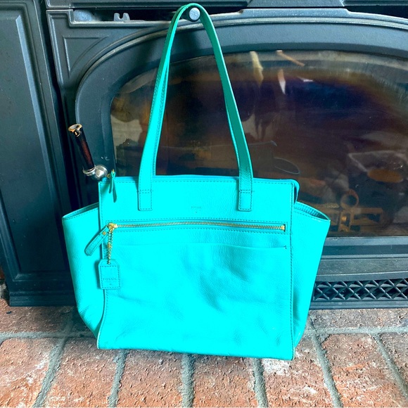 Fossil Bags Fossil Teal Leather Purse Large Shoulder Bag 15x12x5 Issue 1954 Poshmark